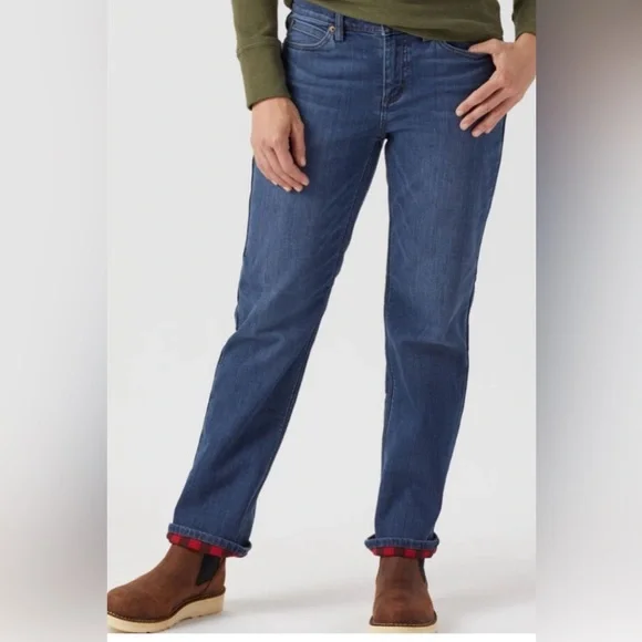 Duluth Trading Red Flannel Lined Straight Leg Jeans Women Size 6x31 - Picture 2 of 13